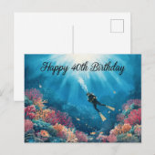 Tauchen 40. Geburtstag unter Wasser Postkarte (Vorne/Hinten)