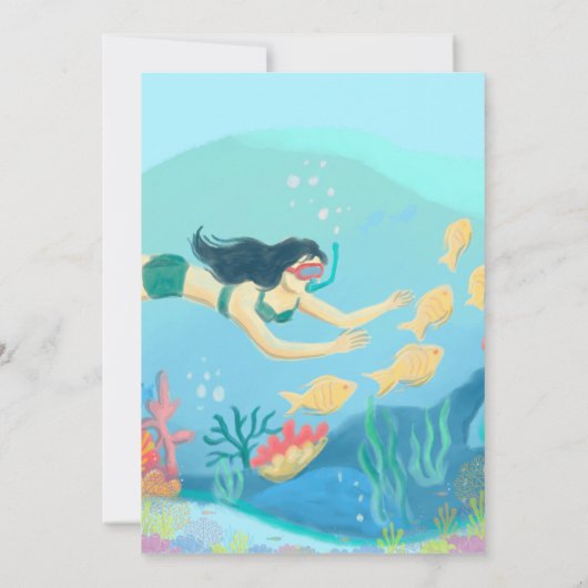 Tauchen am Strand Schnorcheln unter dem Meer Einladung (Rückseite)