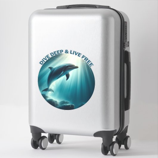 Tauchen Deep Live Free Dolphin Aufkleber (Koffer)