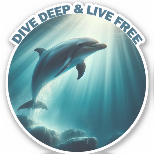 Tauchen Deep Live Free Dolphin Aufkleber (Vorderseite)