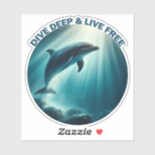 Tauchen Deep Live Free Dolphin Aufkleber (Blatt)