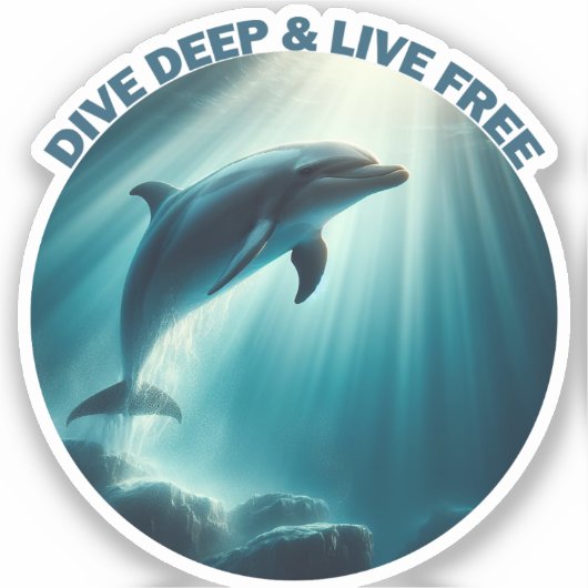 Tauchen Deep Live Free Dolphin Aufkleber (Vorderseite)