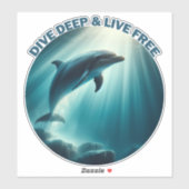 Tauchen Deep Live Free Dolphin Aufkleber (Blatt)
