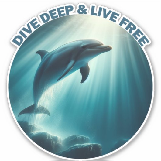 Tauchen Deep Live Free Dolphin Aufkleber (Vorderseite)