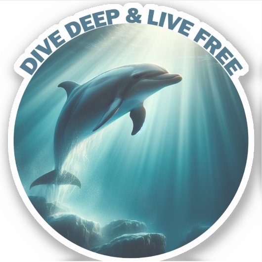 Tauchen Deep Live Free Dolphin Aufkleber (Vorderseite)