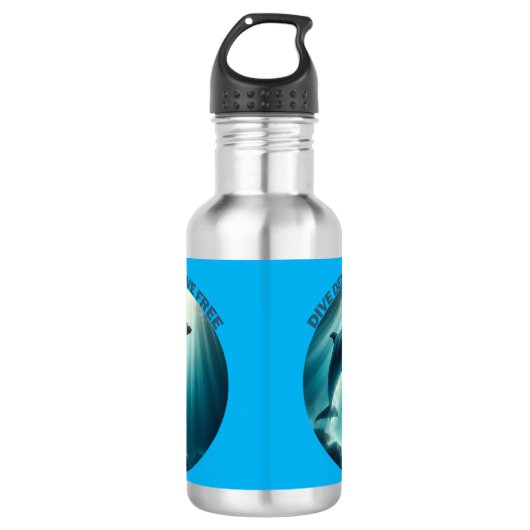 Tauchen Deep Live Free Dolphin Edelstahlflasche (Vorderseite)