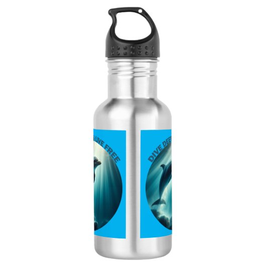 Tauchen Deep Live Free Dolphin Edelstahlflasche (Rückseite)