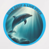 Tauchen Deep Live Free Dolphin Etiketten (Design 2)