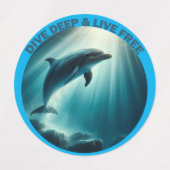 Tauchen Deep Live Free Dolphin Etiketten (Design 1)