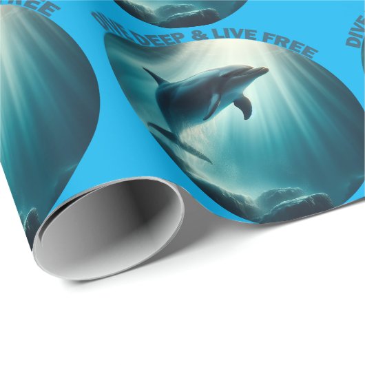 Tauchen Deep Live Free Dolphin Geschenkpapier (Rolleneckpunkt)