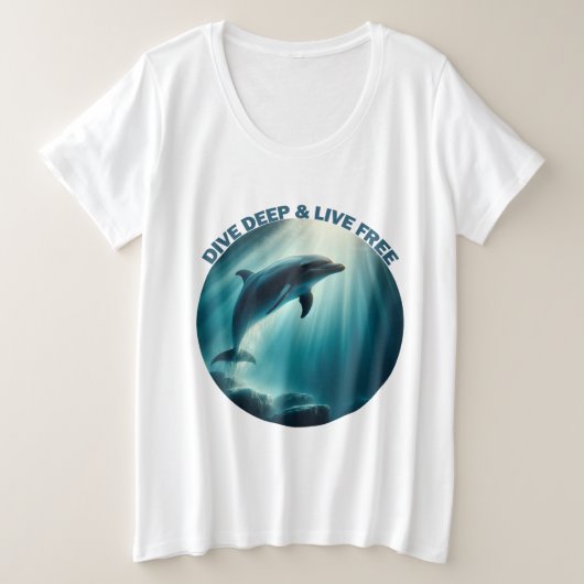 Tauchen Deep Live Free Dolphin Große Größe T-Shirt (Design vorne)