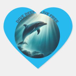 Tauchen Deep Live Free Dolphin Herz-Aufkleber