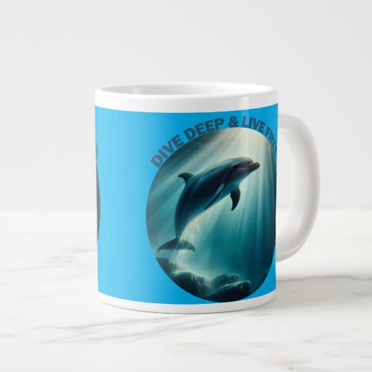 Tauchen Deep Live Free Dolphin Jumbo-Tasse (Vorderseite Rechts)
