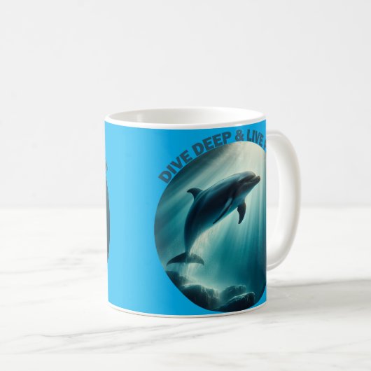 Tauchen Deep Live Free Dolphin Kaffeetasse (VorderseiteRechts)
