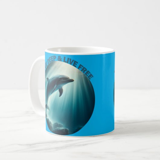 Tauchen Deep Live Free Dolphin Kaffeetasse (Vorderseite Links)