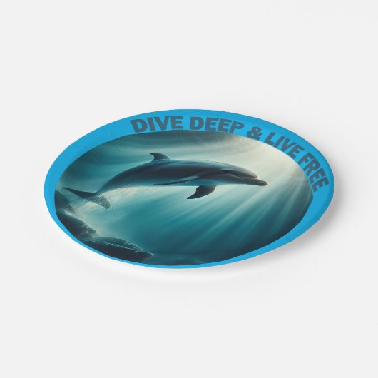 Tauchen Deep Live Free Dolphin Pappteller (Schrägansicht)