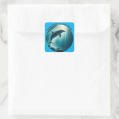 Tauchen Deep Live Free Dolphin Quadratischer Aufkleber (Tasche)