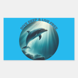 Tauchen Deep Live Free Dolphin Rechteckiger Aufkleber