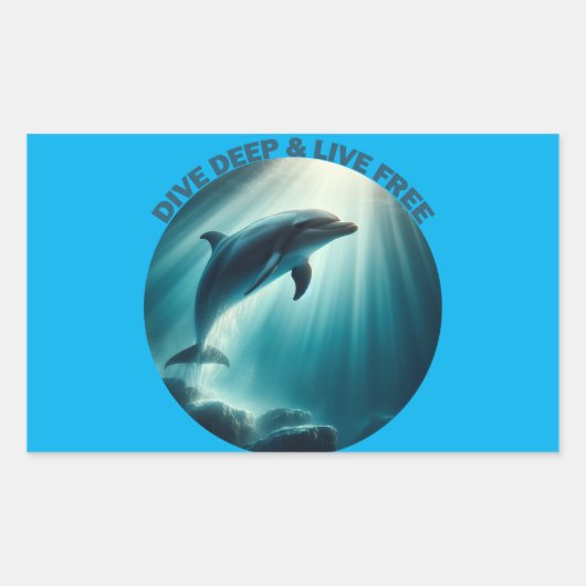 Tauchen Deep Live Free Dolphin Rechteckiger Aufkleber (Vorderseite)