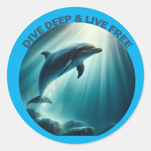 Tauchen Deep Live Free Dolphin Runder Aufkleber (Vorderseite)