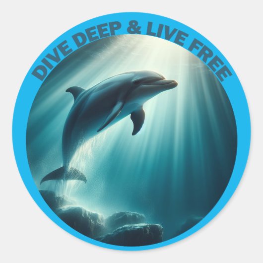 Tauchen Deep Live Free Dolphin Runder Aufkleber (Vorderseite)