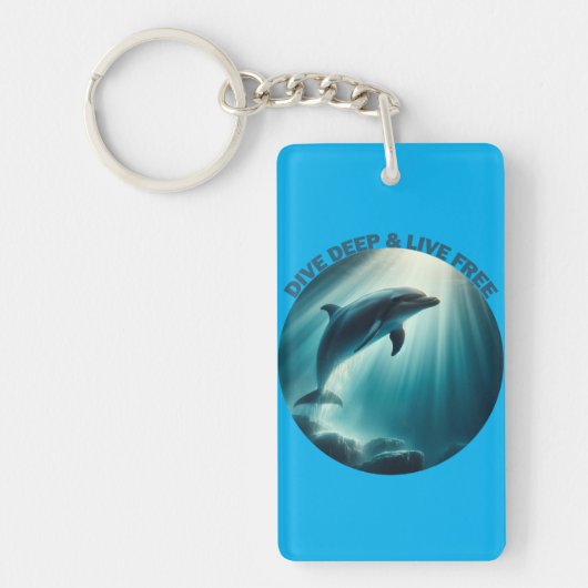 Tauchen Deep Live Free Dolphin Schlüsselanhänger (Vorderseite)
