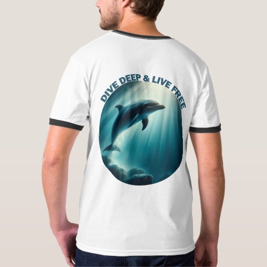 Tauchen Deep Live Free Dolphin T-Shirt (Rückseite)