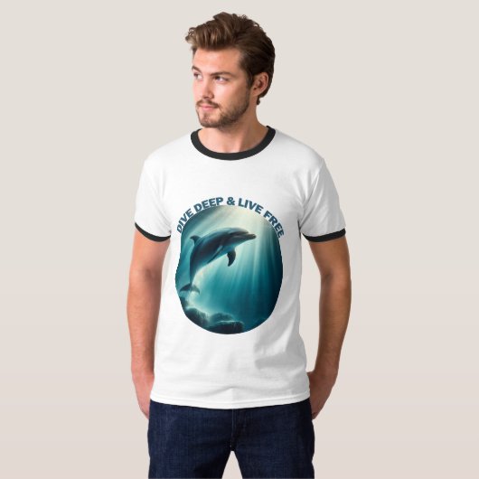 Tauchen Deep Live Free Dolphin T-Shirt (Vorne ganz)