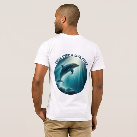 Tauchen Deep Live Free Dolphin T-Shirt (Schwarz voll)