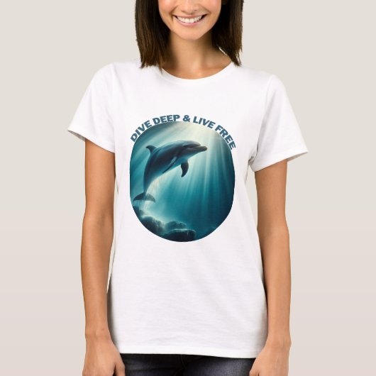 Tauchen Deep Live Free Dolphin T-Shirt (Vorderseite)