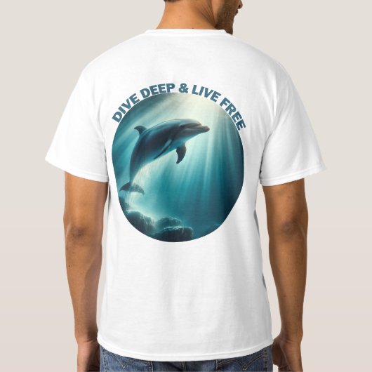 Tauchen Deep Live Free Dolphin T-Shirt (Rückseite)
