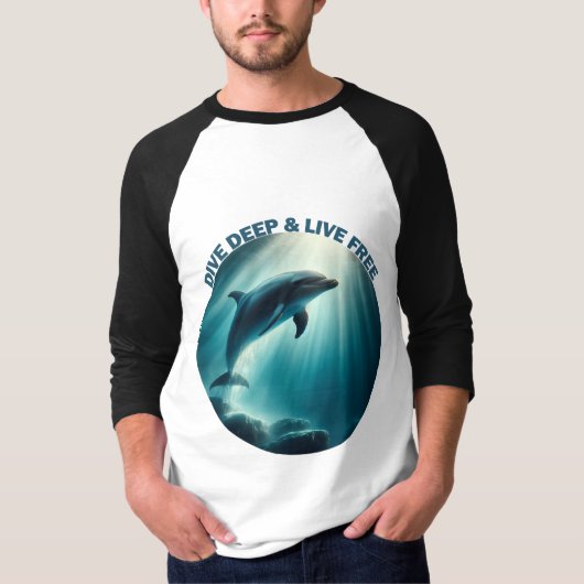 Tauchen Deep Live Free Dolphin T-Shirt (Vorderseite)