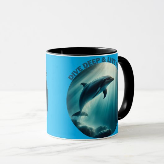 Tauchen Deep Live Free Dolphin Tasse (VorderseiteRechts)