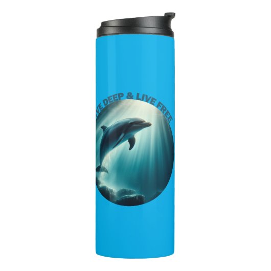 Tauchen Deep Live Free Dolphin Thermosbecher (Nach links gedreht)