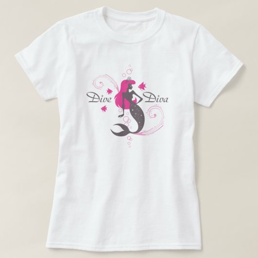 "Tauchen-Diva-" Rosa-Meerjungfrau (der T - Shirt (Design vorne)