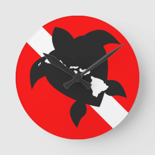 Tauchen-Flaggen-Schildkröte Runde Wanduhr