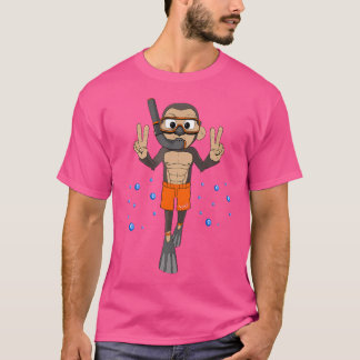 Tauchen Funny Monkey Diving T-Shirt
