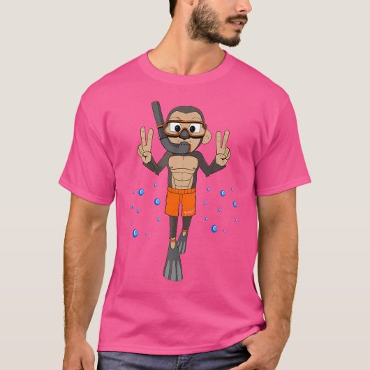 Tauchen Funny Monkey Diving T-Shirt (Vorderseite)