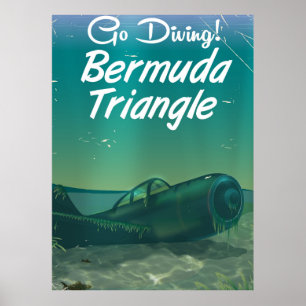 Tauchen gehen! Bermuda Dreieck Reiseplakat Poster