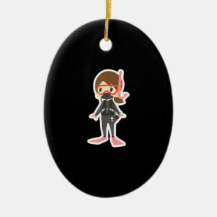 Tauchen I Liebe Schnorcheln Schwimmen Mädchen Kind Keramik Ornament