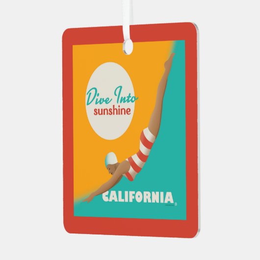 Tauchen in den Sonnenschein | Kalifornien Ornament Aus Metall (Vorderseite links)