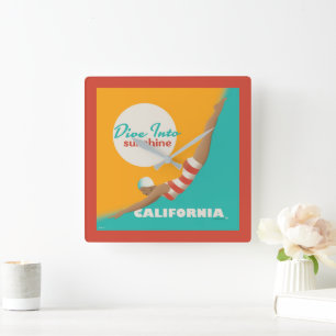 Tauchen in den Sonnenschein   Kalifornien Quadratische Wanduhr