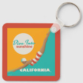 Tauchen in den Sonnenschein | Kalifornien Schlüsselanhänger (Rückseite)