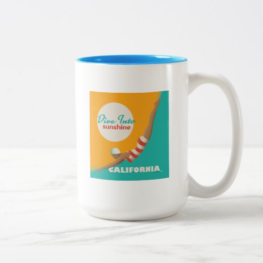 Tauchen in den Sonnenschein | Kalifornien Zweifarbige Tasse (Rechts)