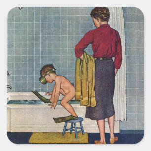 Tauchen in der Wanne Quadratischer Aufkleber