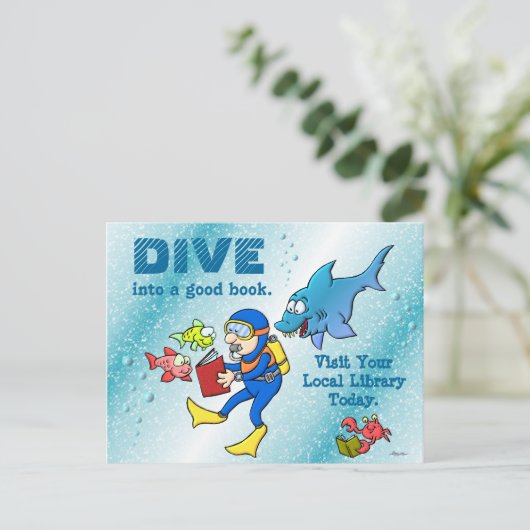 Tauchen in ein gutes Buch Postkarte (Stehend Vorderseite)