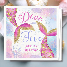 Tauchen in fünf Mädchen Pink 5. Geburtstag Papier Serviette