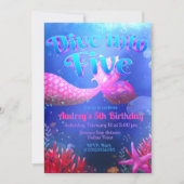 Tauchen in fünf - Meerjungfrau Einladung (Vorderseite)