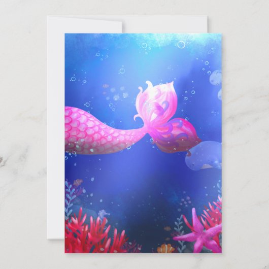 Tauchen in fünf - Meerjungfrau Einladung (Rückseite)