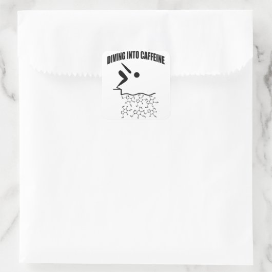 Tauchen in Koffein Quadratischer Aufkleber (Tasche)